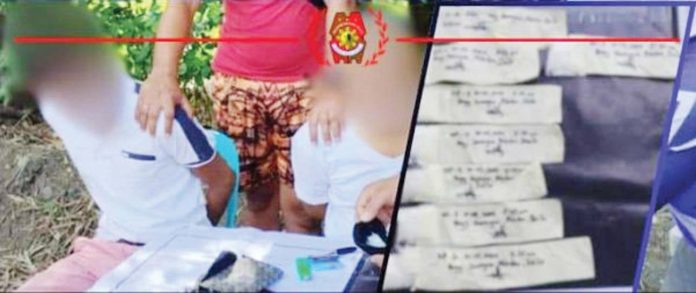 pototan-HVI-1 Two alleged drug peddlers landed in jail after they were caught in possession of P476,000 worth of suspected shabu and caliber .22 revolver in Barangay Zarrague, Pototan, Iloilo on Oct. 3, 2024. PHOTO COURTESY OF PRO-6