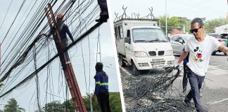 Members of the Force Spaghetti Wires mount clearing operations of spaghetti wires along Lacson-Lizares Streets in Bacolod City on Tuesday, Oct. 29, 2024. BCD PIO PHOTOS