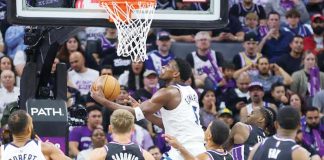Minnesota Timberwolves’ Anthony Edwards goes for a reverse layup. PHOTO COURTESY OF ATHLON SPORTS