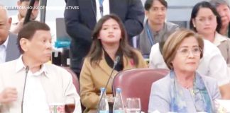 This video grab shows former president Rodrigo Duterte gesturing as if to punch former senator Leila de Lima during the House of Representatives’ hearing on Nov. 13, 2024 on the Duterte administration’s brutal war on drugs.