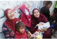 70% of Gaza war dead Women, children – UN Two women cry out as they lean against a wall and hold two children - one a young girl and the other a baby wrapped in a blanket - in a school sheltering displaced people in Gaza. Another young woman is seen in the background. REUTERS