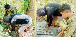 Soldiers of the Philippine Army's 61st Infantry Battalion unearthed high-powered firearm and ammunition believed to have been buried by the New People’s Army insurgents in Barangay Busog, Valderrama, Antique. 61ST INFANTRY BATTALION PHOTOS