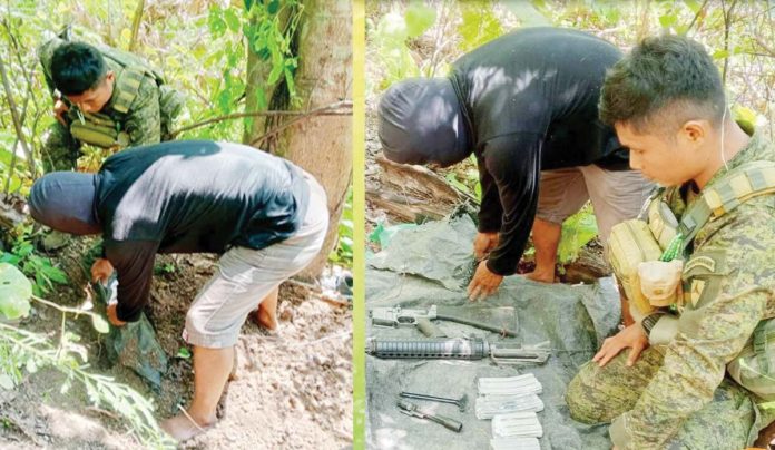 Soldiers of the Philippine Army's 61st Infantry Battalion unearthed high-powered firearm and ammunition believed to have been buried by the New People’s Army insurgents in Barangay Busog, Valderrama, Antique. 61ST INFANTRY BATTALION PHOTOS