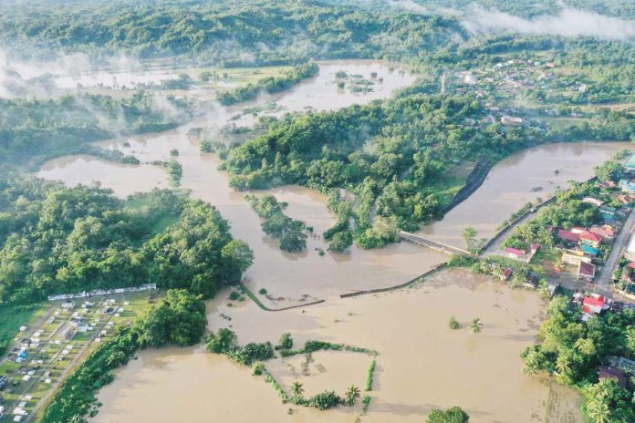 This drone shot shows flooded areas in Jamindan, Capiz on Monday morning, November 4, 2024. MDRRMO JAMINDAN/FACEBOOK PHOTO