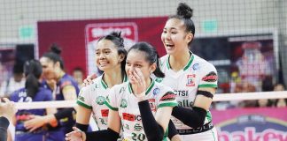 Shevana Laput (right) and De La Salle University Lady Spikers are moving on to Shakey’s Super League Collegiate Pre-season Championship finals. PHOTO COURTESY OF D-DAY PH/SSL