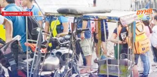 Two adults and seven pupils of Sum-ag Elementary School in Barangay Sum-ag, Bacolod City were injured after they were hit by a tricycle on Tuesday afternoon, Nov. 19. RMN DYHB BACOLOD 747 PHOTO