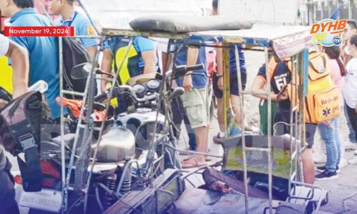 trike-accident Two adults and seven pupils of Sum-ag Elementary School in Barangay Sum-ag, Bacolod City were injured after they were hit by a tricycle on Tuesday afternoon, Nov. 19. RMN DYHB BACOLOD 747 PHOTO