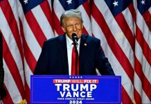 Donald Trump addresses his supporters at West Palm Beach Convention Center in Florida, as he claims victory in the 2024 United States presidential election. AGENCE FRANCE-PRESSE PHOTO