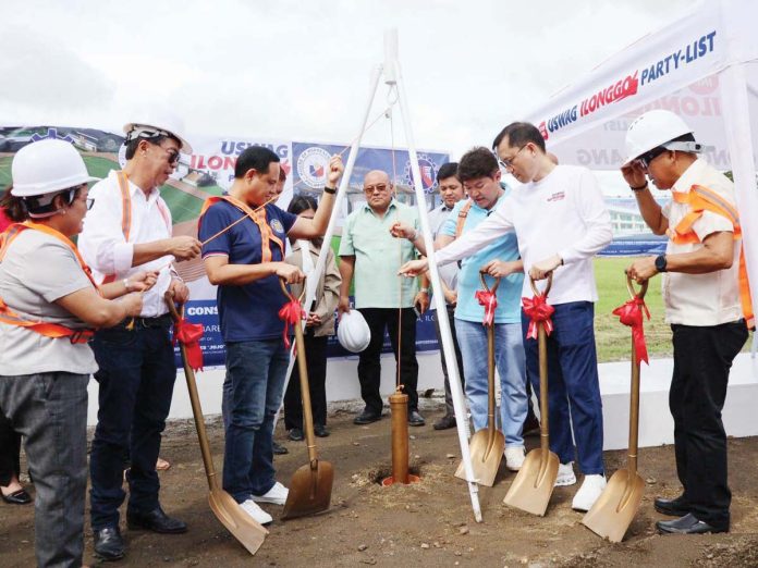 school facilities Uswag Ilonggo Partylist’s Cong. Jojo Ang, Gov. Arthur Defensor Jr. and Cong. Michael Gorriceta lead the groundbreaking and capsule-laying ceremony for the P85-million sports complex and school building in Sta. Barbara, Iloilo.