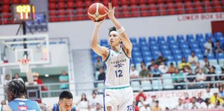 Converge FiberXers’ Alec Stockton attempts a jump shot. PBA PHOTO