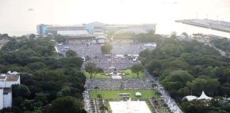 Iglesia Ni Cristo members, estimated at 1.5 million, show up for the National Rally for Peace at Rizal Park in Manila on January 13, 2025). The members started coming the day before and assembled peacefully for the main program at the Quirino Grandstand grounds. PNA