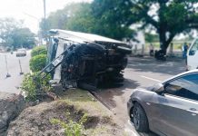 Bacolod road accidents up 23.53% in 2024 A delivery van turned turtle after being involved in a collision with a private car on Araneta Street, Barangay Singcang Airport, Bacolod City on Nov. 25,2024. RMN DYHB BACOLOD 747/FACEBOOK PHOTO