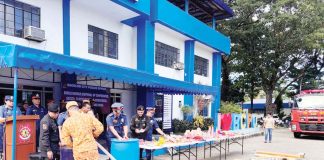 Officers of the Bacolod City Police Office (BCPO) get rid of the seized illegal firecrackers during the holidays in a ceremony held at BCPO parade ground in Bacolod City on Tuesday, Jan. 7, 2025. MAE SINGUAY/PN