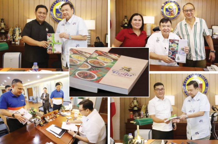 gastronomy-book SHARING ILONGGOS’ CULINARY GEM. Iloilo City’s Mayor Jerry P. Treñas proudly hands out copies of the city’s gastronomy book as a token to visitors at the City Mayor’s Office. The book is available for sale on a softbound or hardbound copy through the Iloilo Festivals Foundation Inc. (IFFI) office at the Iloilo Freedom Grandstand Lounge, Muelle Loney St., Iloilo City.