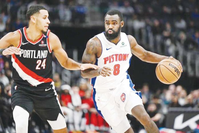 sports_NBA_resized Detroit Pistons’ Tim Hardaway Jr. (8) drives past the defense of Portland Trail Blazers' Kris Murray (24). LON HORWEDEL/IMAGN IMAGES