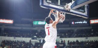 Barangay Ginebra San Miguel Kings’ Jeth Troy Rosario scores on a two-handed dunk. PBA PHOTO