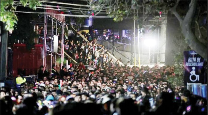 People leave the amphitheater of the International Song Festival after the suspension of the performance during a blackout in Vina del Mar, Chile on February 25, 2025. REUTERS