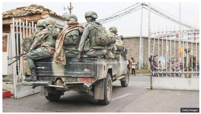Congo_1_resized Members of the M23 armed group arrive in a pickup truck at the compound where residents gather for a protest against the Congolese government, expressing support for the M23 armed group in Goma on January 31, 2025. GETTY IMAGES