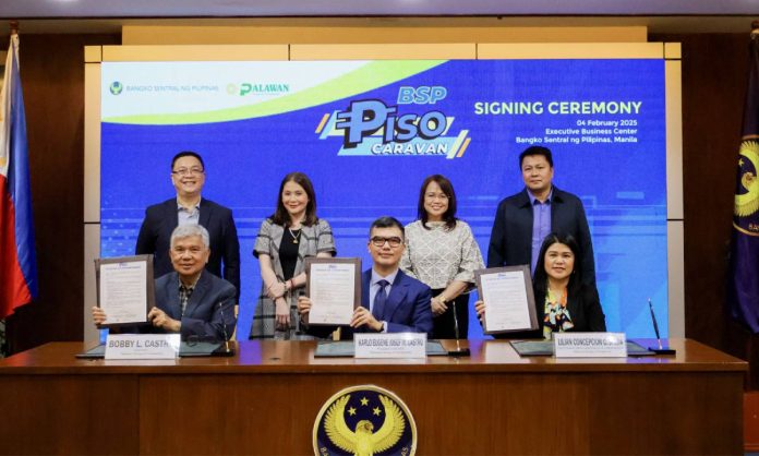 Under the witness of Bangko Sentral ng Pilipinas top officials, Palawan Group of Companies executives signed the contract to strengthen their support for the BSP Piso Caravan.
