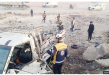 Car bomb blast in northern Syria kills 15 agricultural workers White Helmets first responders from the Syria Civil Defence inspect a bomb-damaged van in Manbij, northern Syria on February 3, 2025. Some of the 15 wounded were in a critical condition. SYRIA CIVIL DEFENCE