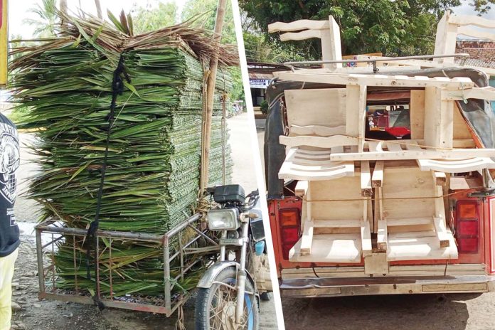 forest-products These illegally transported nipa shingles and chairs made of Gmelina species were intercepted by Monitoring and Enforcement Section of the Capiz Provincial Environment and Natural Resources Office. DENR PENRO CAPIZ PHOTOS