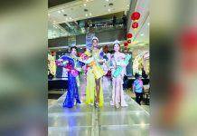 The newly crowned Miss Jaro 2025, Ashlee Emilliene Ngu (center), strikes a pose with her fellow finalists, Ma. Alessandra Louise Huyaban (right, the first runner-up) and Marie Krystel Angela Jacildo, the second runner-up, during the coronation night at Robinsons Place Jaro on February 1. Photo from MH Del Pilar Facebook Page