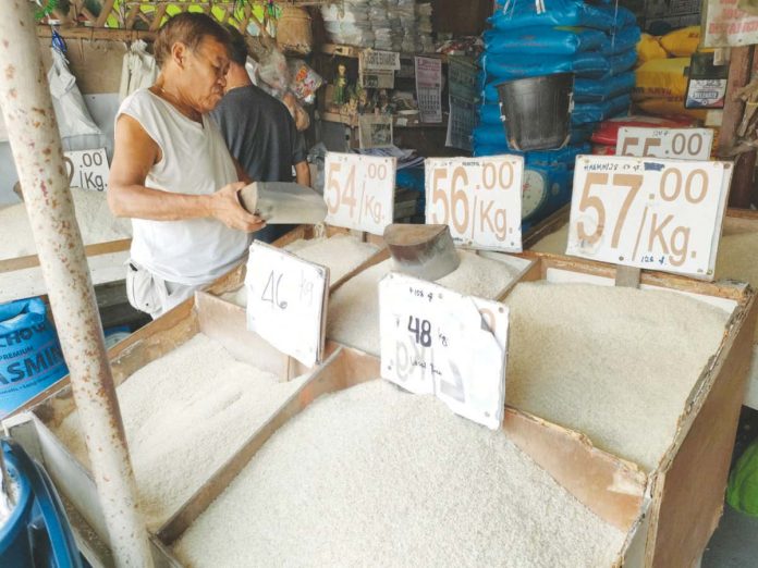 Rice varieties sell between P46 and P57 per kilogram at a retail store in Pavia, Iloilo on Feb. 4, 2025. AJ PALCULLO/PN