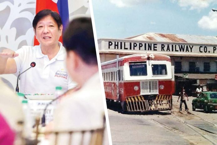 marcos-railway The status of the Panay Island railway system project was raised anew during a meeting with President Ferdinand “Bongbong” Marcos Jr. as part of the Regional Development Council (RDC) discussions in Iloilo City last week. Right photo shows Panay Railways, Inc.’s train 54 departing Iloilo City on April 28, 1980. BONGBONG MARCOS/FACEBOOK PHOTO, LINDSAY BRIDGE/FLICKR PHOTO