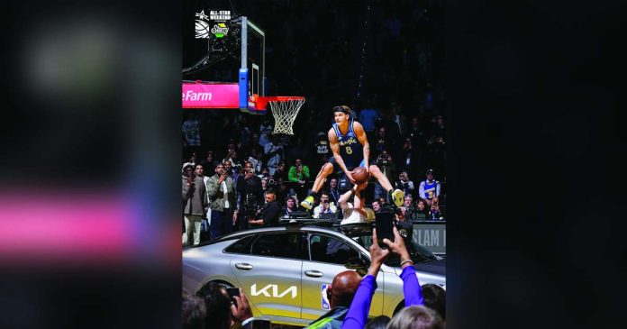 sports Orlando 1_superimposed Orlando Magic guard Mac McClung jumped over a car for his first dunk attempt. PHOTO COURTESY OF ORLANDO MAGIC