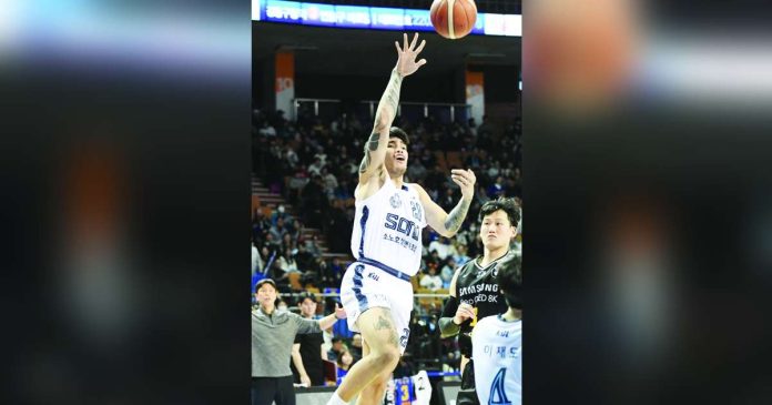 sports Quiambao_superimposed Kevin Quiambao, a former De La Salle University Green Archers standout, now plays for Goyang Sono Skygunners in the Korean Basketball League. KBL PHOTO