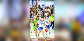 St. Robert’s International Academy Panda Rocket-Elite Lab’s Matt Owen Chua dribbles the ball while being defended by a player from Lambunao. PHOTO COURTESY OF SHOTS BY MIKE