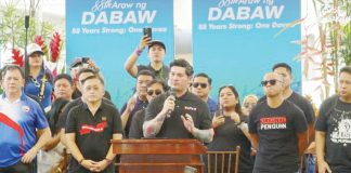 Davao City’s Mayor Sebastian Duterte curses President Ferdinand Marcos Jr. over the “illegal” arrest of his father, former President Rodrigo Duterte during the 99th Araw ng Dabaw celebration on March 16. SCREENSHOT FROM ARAW NG DABAW FACEBOOK LIVE