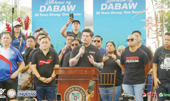 Baste-1 Davao City’s Mayor Sebastian Duterte curses President Ferdinand Marcos Jr. over the “illegal” arrest of his father, former President Rodrigo Duterte during the 99th Araw ng Dabaw celebration on March 16. SCREENSHOT FROM ARAW NG DABAW FACEBOOK LIVE
