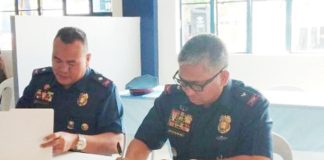 Officials of the Police Regional Office 6 cast their votes for national posts during the local absentee voting held at Camp General Martin Teofilo Delgado in Fort San Pedro, Iloilo City on April 29, 2019. PNA FILE PHOTO