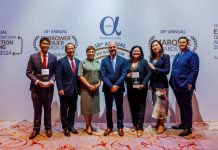 DBP bags international award for NAIA modernization Photo shows DBP Senior Vice President Mario Rey T. Morales (second from left), DBP Senior Vice President Ana Marie E. Veloso (third from left), DBP Vice President Raquel C. Atienza (third from right), and DBP Senior Assistant Vice President Maria Eliza C. Galvan (second from right) receiving the Best Syndicated Loan Deal of the Year 2024 award on behalf of DBP. Also in photo are San Miguel Holdings Corporation Head of Treasury William Henry S. Timoteo (leftmost), Alpha Southeast Asia Chief Executive Officer and Publisher Siddiq Bazarwala (center), and Assistant Vice President for Special Projects John Patrick De Las Penas (rightmost).