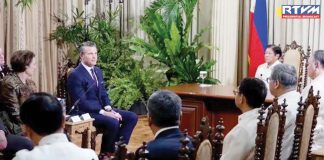 US Defense Secretary Pete Hegseth visits President Ferdinand Marcos at the Malacañang Palace on Friday, March 28, 2025. Screenshot from RTVM Livestream
