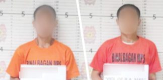 Aliases “Lyndon” and “Marvin” were apprehended and yielded P374,000 worth of suspected shabu in an antidrug operation in Barangay Enclaro, Binalbagan, Negros Occidental, on March 8. Their other companion, alias “Andrew”, evaded arrest. NOCPPO PHOTOS