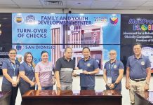 Youth and family empowerment pushed; San Dionisio, Passi City to build family and youth dev’t centers with P5-M grant each Gov. Arthur Defensor Jr. (third from right) hands over a P5-million check to San Dionisio, Iloilo’s Mayor Darwin Bajada for the construction of a Family and Youth Development Center (FYDC). With him during the turnover are Provincial Population Office head Atty. Ruel Von D. Superio and Provincial Engineer Romeo C. Andig. Photo from Balita Halin sa Kapitolyo Facebook Page