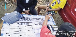 A police operative conducts an inventory of the items seized from a drug suspect following a successful buy-bust operation in Molo, Iloilo City on March 4. Shabu worth P7.5 million – the largest drug haul in Iloilo City so far this year – was confiscated. ICPO PHOTO