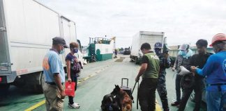 Personnel of the Philippine Drug Enforcement Agency Region 6, Philippine Coast Guard and Dumangas K9 Unit conducted random paneling and K9 inspection operation at Dumangas Port in Barangay Sapao, Dumangas, Iloilo. PDEA-6 PHOTO