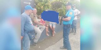 Police and barangay tanods rescued these two “rugby kids” who were both minors in Barangay Singcang-Airport, Bacolod City. CAESAR DISTRITO/FB PHOTO