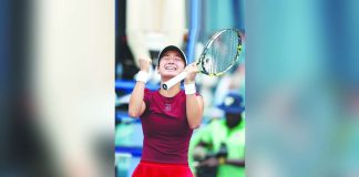 Filipina tennis star Alexandra Eala is in tears after stunning world number two Iga Świątek in the quarterfinals round of Miami Open. PHOTO COURTESY OF US OPEN TENNIS CHAMPIONSHIPS
