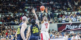 Justin Brownlee says he intends to endure the discomfort of an injured thumb until the conclusion of the PBA Commissioner’s Cup finals best-of-seven series. PBA PHOTO