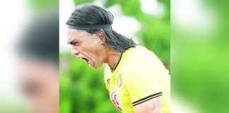 Kaya Futbol Club-Iloilo’s Simone Rota reacts after scoring a goal against One Taguig FC. PHOTO COURTESY OF KAYA-ILOILO