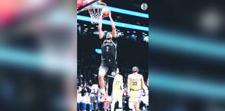 Brooklyn Nets; Cameron Johnson soars for a two-handed dunk. PHOTO COURTESY OF BROOKLYN NETS