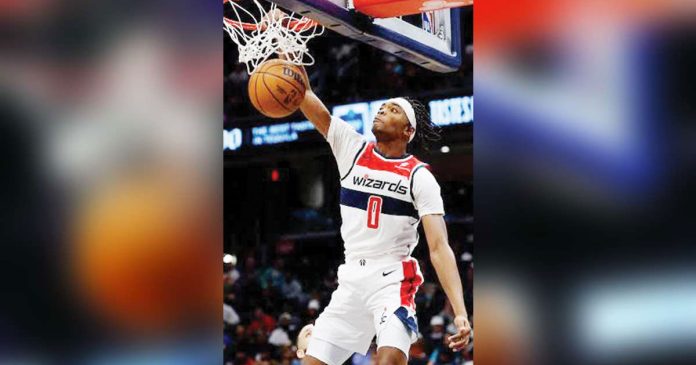 sports-Washington-1_superimposed Washington Wizards’ Bilal Coulibaly rises for a two-handed dunk. PHOTO COURTESY OF GEOFF BURKE/IMAGN IMAGES