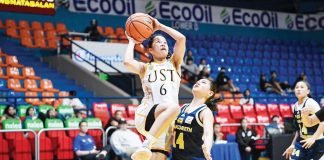 Bacolodnon Barby Dajao of University of Santo Tomas Junior Growling Tigresses goes for a layup. UAAP PHOTO