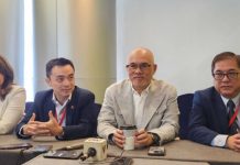 Philippine Franchise Association officials (from left) PFA director Sherill Quintana, chairperson Christopher Lim, Franchise Asia Philippines (FAPHL) 2025 overall chair Steve Benitez, and FAPHL Expo chair Joey Alvero. Photo courtesy of Kris M. Crismundo/PNA