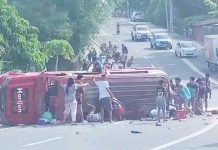 58 injured in overloaded jeepney crash in Miag-ao; LTO tags incident as ‘reckless driving’ Fifty-eight out of 70 passengers were injured after a jeepney from Alimodian, Iloilo overturned in Barangay Maninila, Miag-ao town on Saturday, April 19. The jeepney was en route to Tubog Beach Resort in San Joaquin town when it lost control on a curved road and flipped. TOTO BRENT/FACEBOOK PHOTO