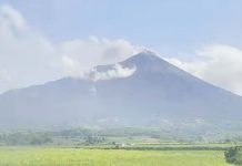 Weak ash emissions were observed at the crater of Mount Kanlaon on Tuesday and Wednesday, April 1 and 2. These events generated grayish plumes that rose 100 to 400 meters above the crater before drifting to the general west. SCREENSHOT FROM PHIVOLCS FACEBOOK VIDEO